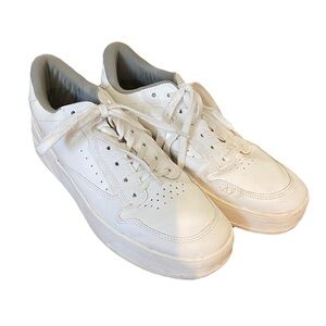 White Zara Faux Leather Sneakers in Size 10